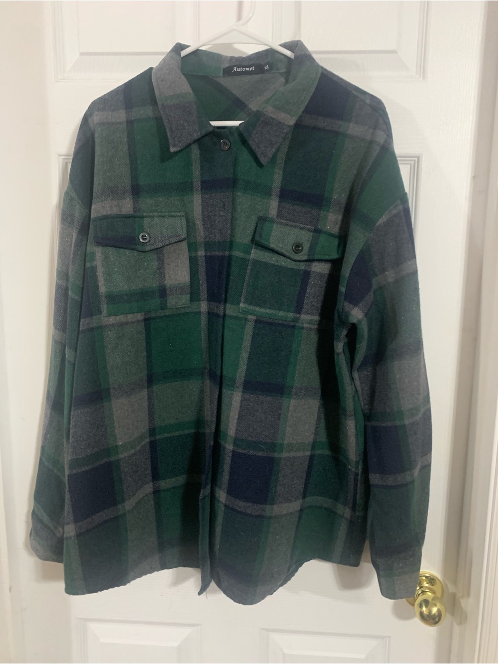 Aritzia Inspired Green Plaid Button-Up Shacket